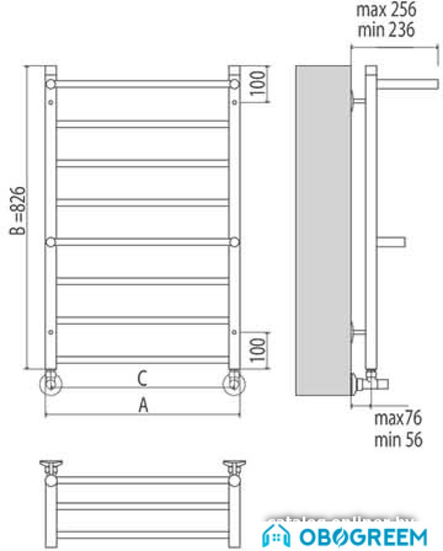 Полотенцесушитель TERMINUS Анкона с полкой П8 (532x801, 500)