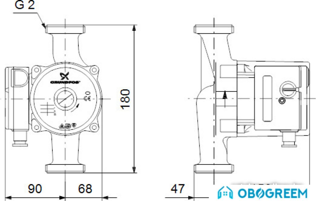 Насос Grundfos UPS 32-100 180