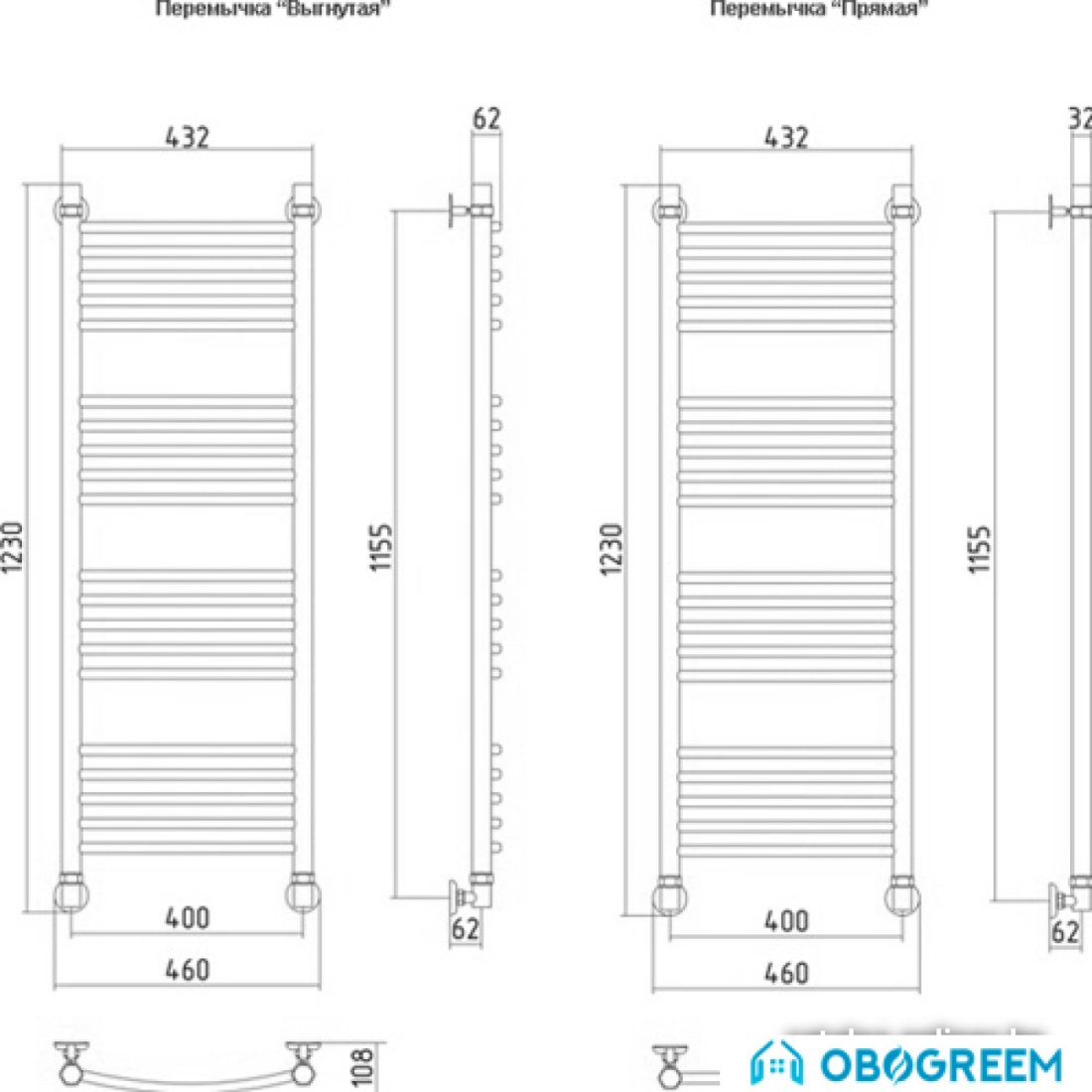 Полотенцесушитель Сунержа Богема 1200x400