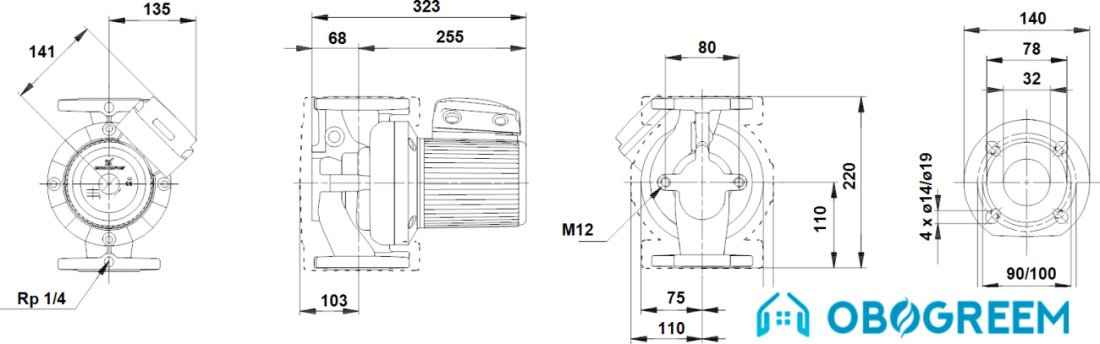 Циркуляционный насос Grundfos UPS 32-60 F (230)