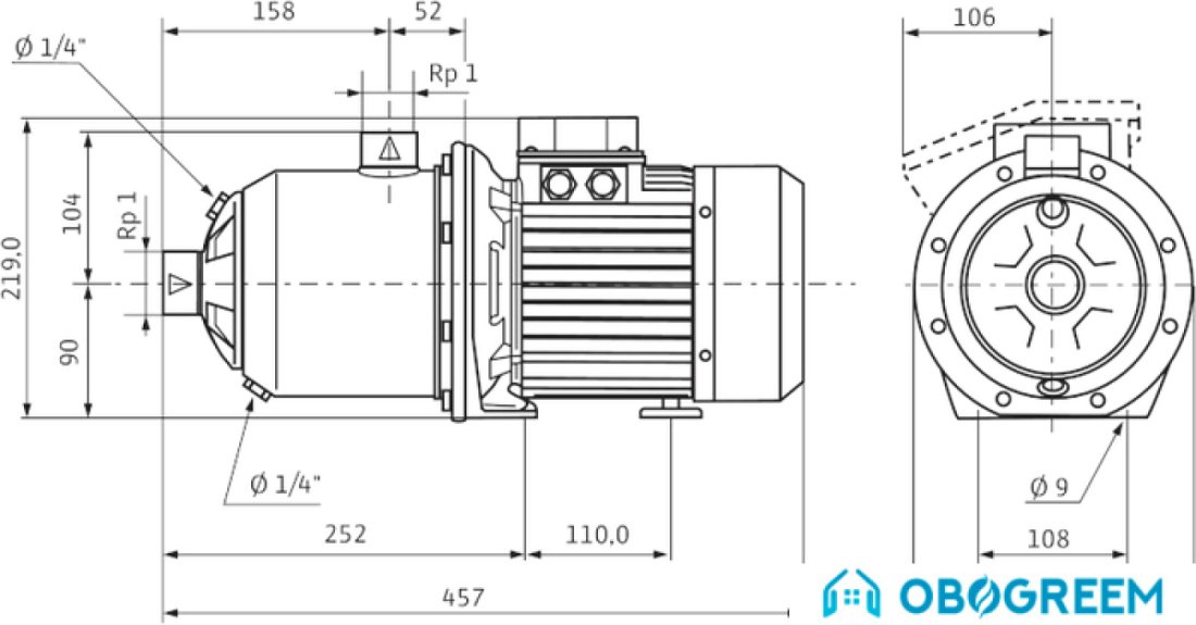 Самовсасывающий насос Wilo Economy MHI 205 (3~400 В, EPDM)