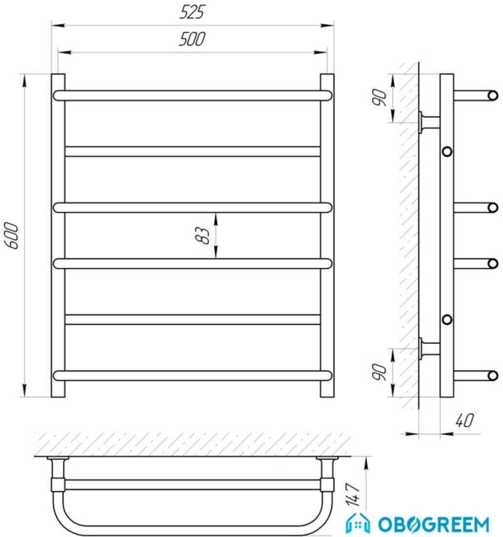 Полотенцесушитель Laris Зебра Комфорт ЧК6 50х60 Э