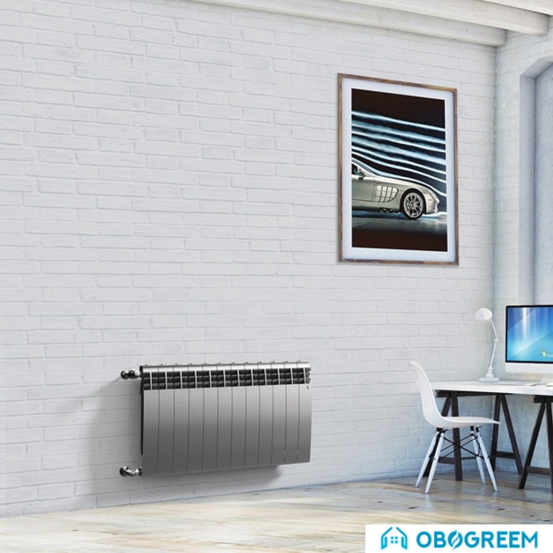 Биметаллический радиатор Royal Thermo BiLiner 500 Silver Satin (14 секций)