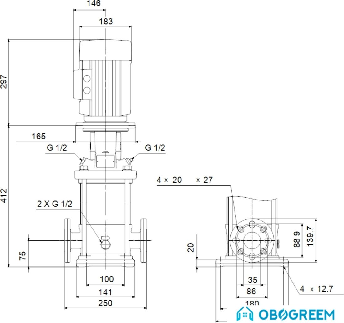 Многоступенчатый насос Grundfos CR 3-9 A-FGJ-A-E-HQQE