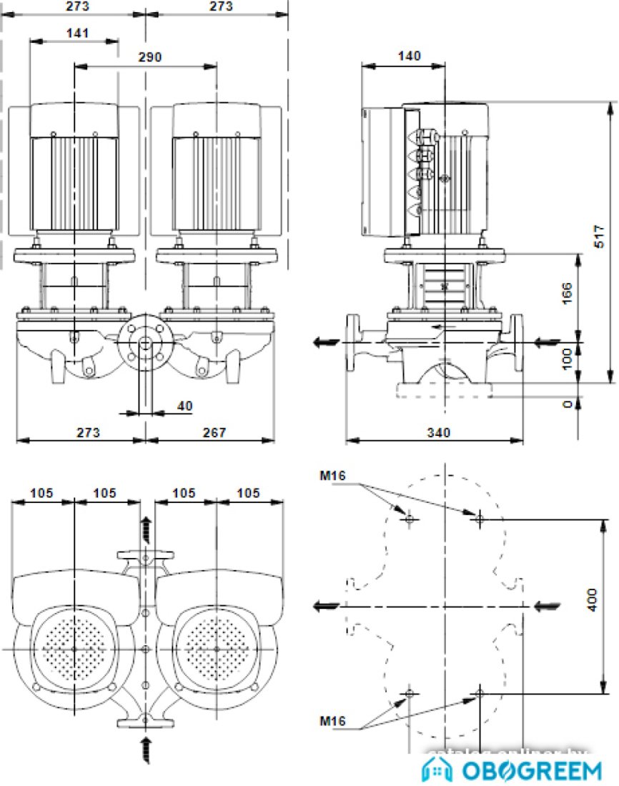 Циркуляционный насос Grundfos TPED 40-100/4