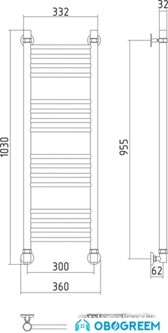 Полотенцесушитель Сунержа Богема 1000x300