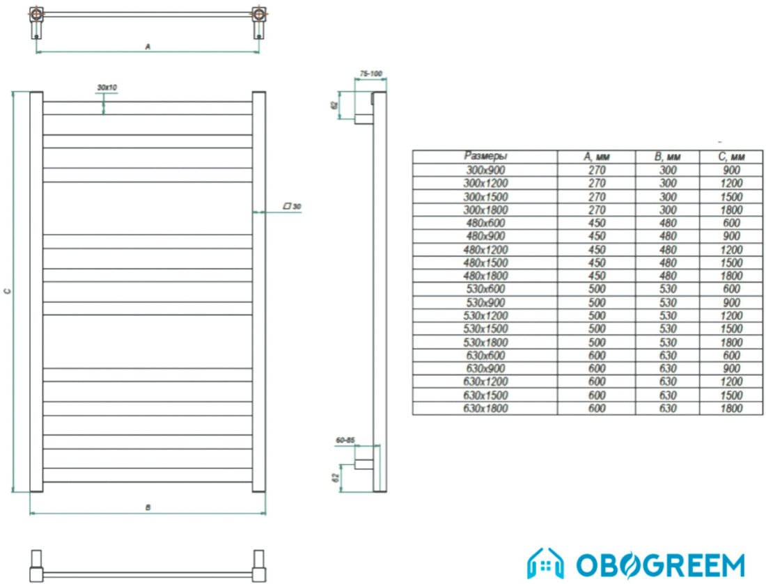 Полотенцесушитель Grota Vento 120x30