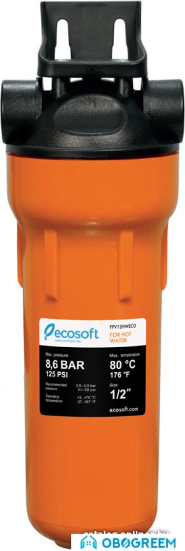 Проточный фильтр ECOSOFT механической очистки для горячей воды 1/2" FPV12HWECO