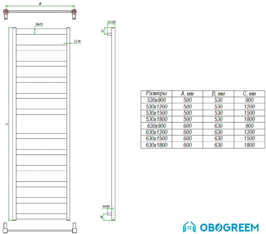 Полотенцесушитель Grota Brezza 90x63