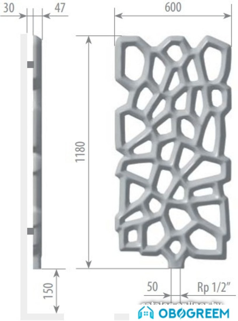 Дизайн-радиатор Varmann Diagram 1180 (стандартный цвет)