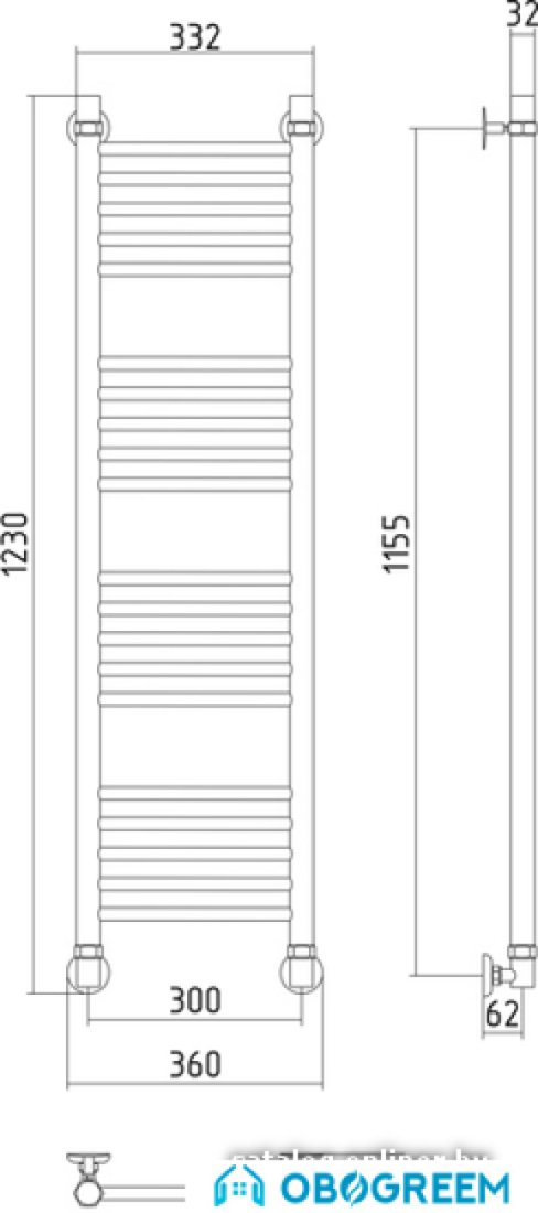 Полотенцесушитель Сунержа Богема 1200x300