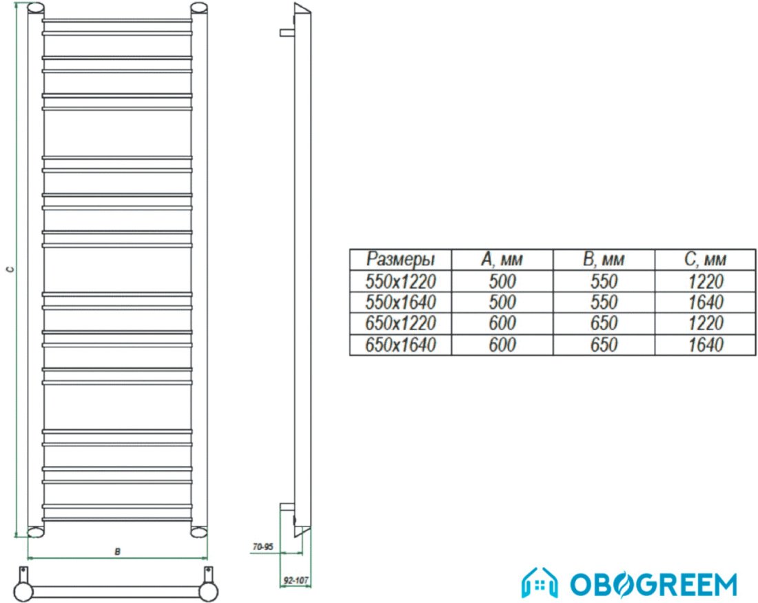 Полотенцесушитель Grota Grande 122x65