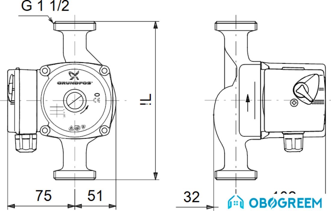 Циркуляционный насос Grundfos UPS 25-40 N 180