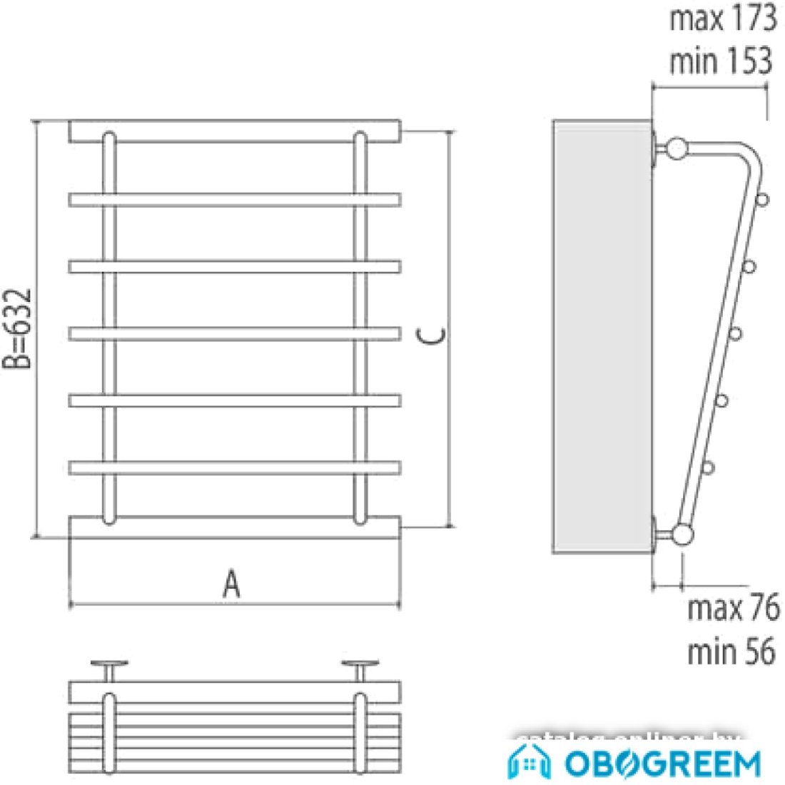 Полотенцесушитель TERMINUS Каскад П5 (500x632)
