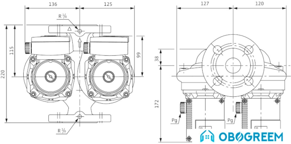 Циркуляционный насос Wilo TOP-SD 32/7 (1~230 V, PN 6/10)