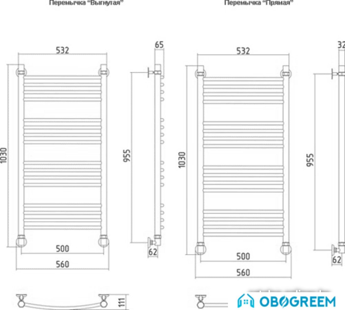 Полотенцесушитель Сунержа Богема 1000x500