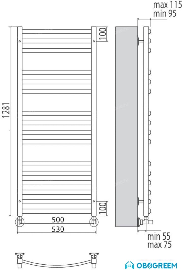 Полотенцесушитель TERMINUS Енисей плюс П16 (500x1281)