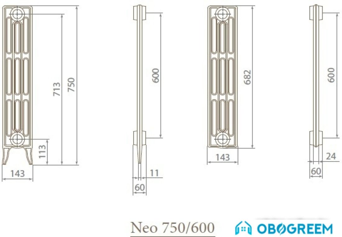 Чугунный радиатор Exemet Neo 750/600