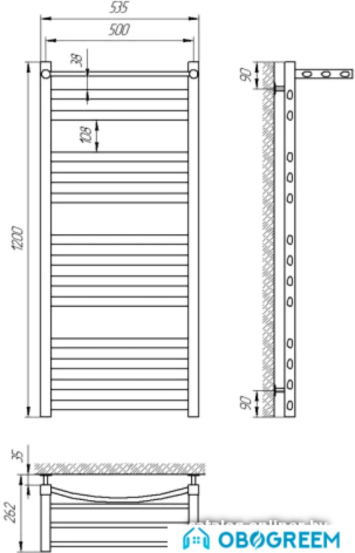 Полотенцесушитель Laris Гранд П14 50x120 с полкой