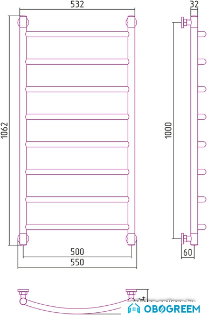Полотенцесушитель Сунержа Галант+ 1000x500 00-0200-1050