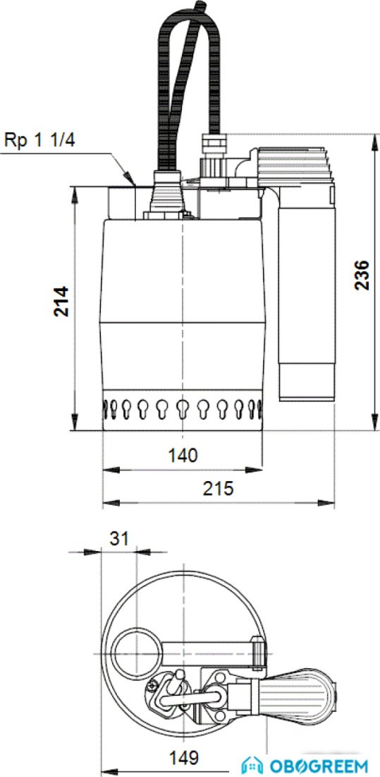 Дренажный насос Grundfos Unilift KP 250 AV 1