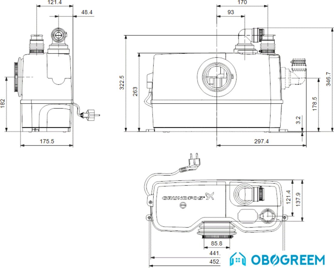 Канализационная установка Grundfos Sololift2 WC-1