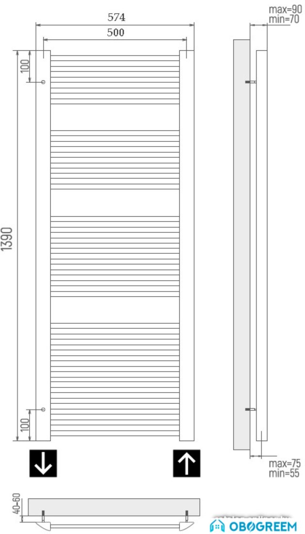 Полотенцесушитель Benetto Виесте П30 574x1385