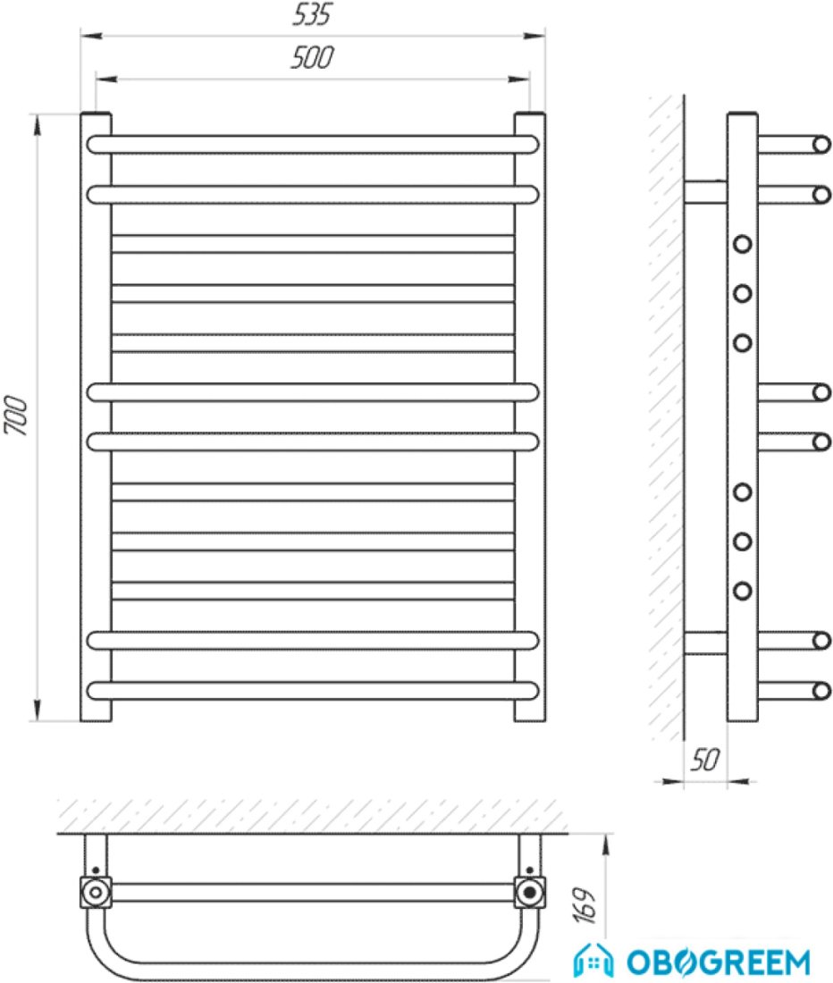 Полотенцесушитель Laris Гермес П12 50х70