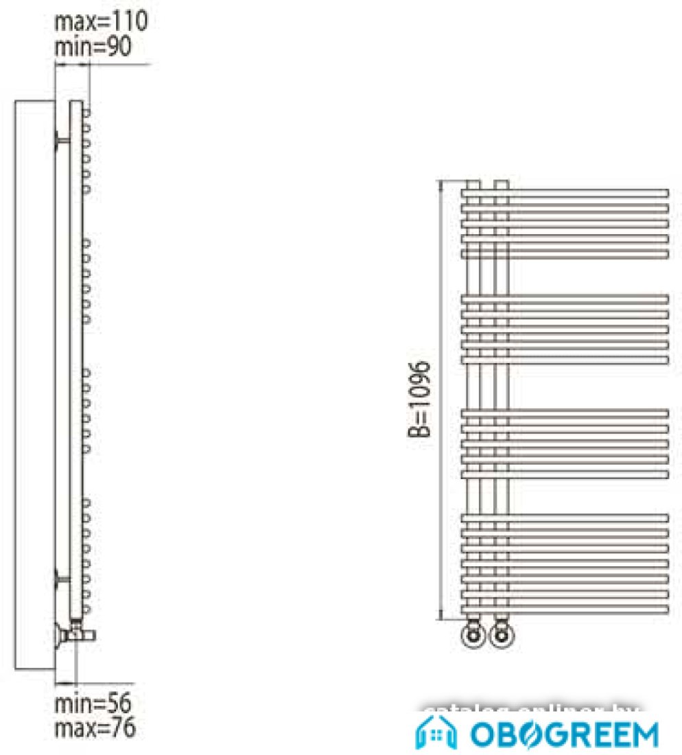 Полотенцесушитель TERMINUS Астра П22 (500x1096)