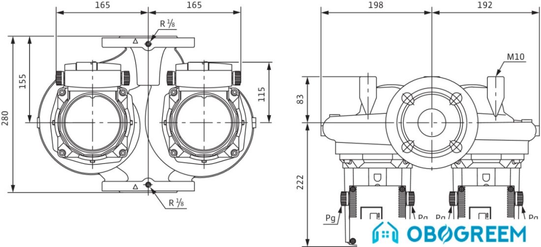 Циркуляционный насос Wilo TOP-SD 50/10 (3~/230 V, PN 6/10)