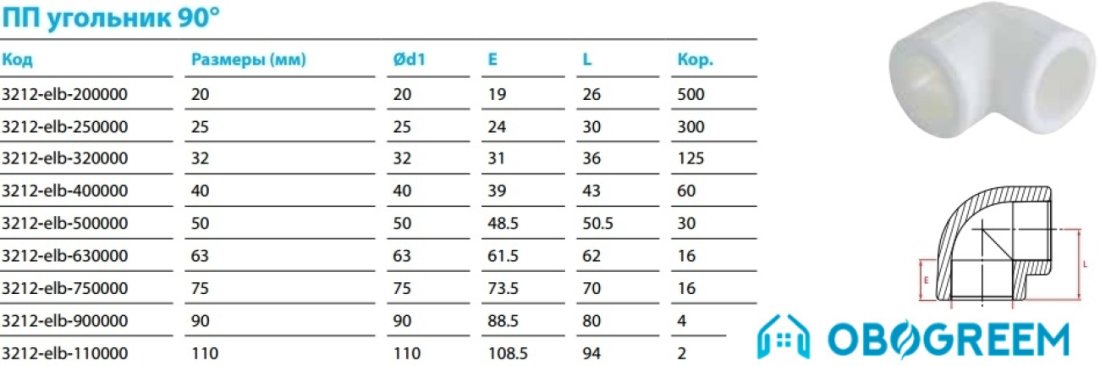 Фитинг Kalde ПП угольник 40x90°