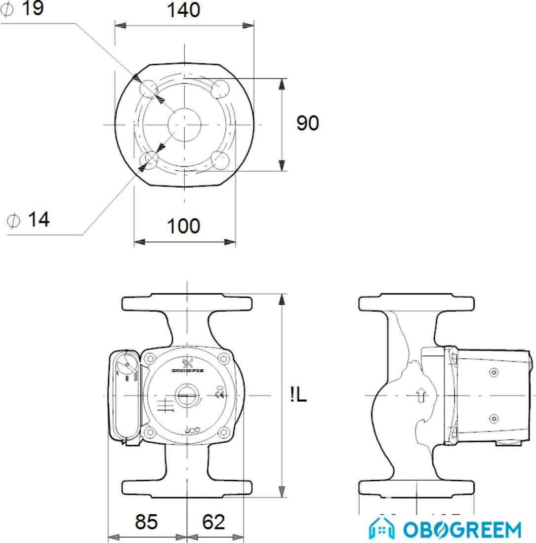 Циркуляционный насос Grundfos UPS 32-80 F 220