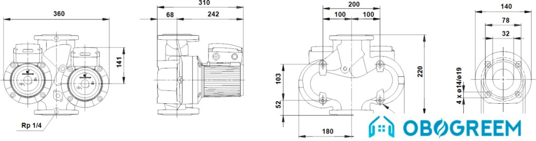 Насос Grundfos UPSD 32-60 F