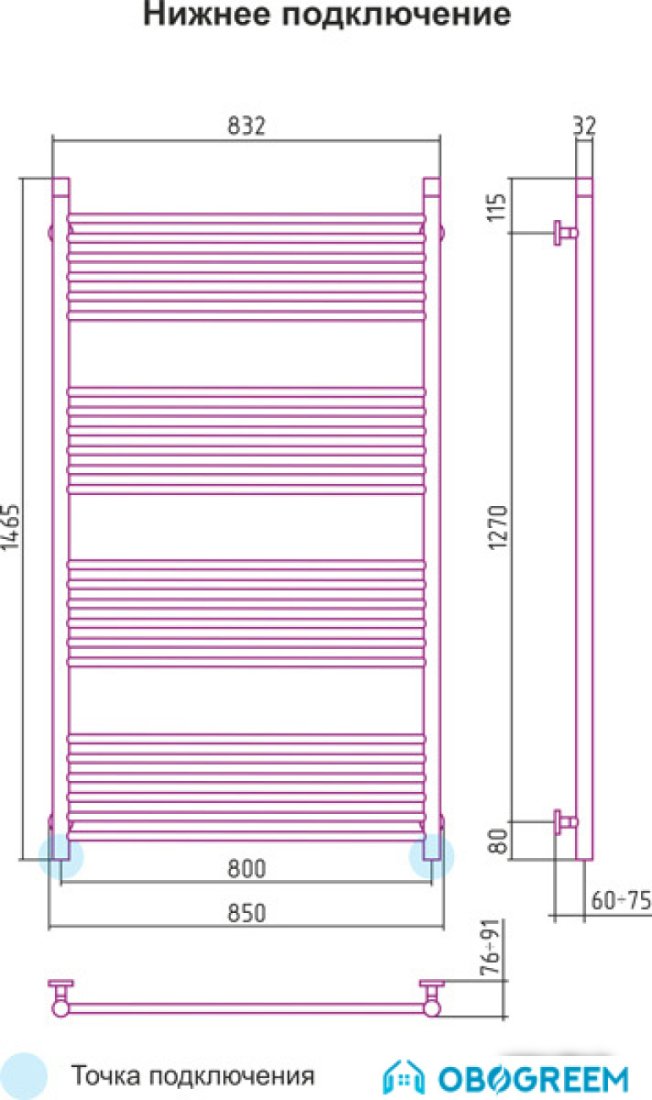 Полотенцесушитель Сунержа Богема 1500x800 прямая
