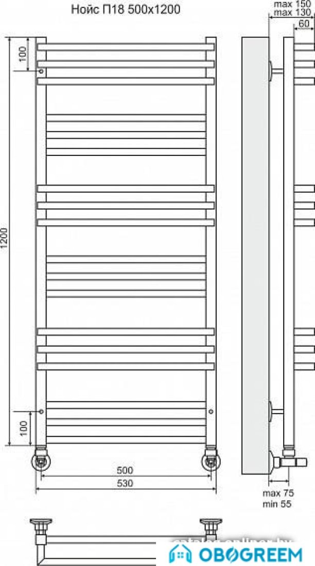 Полотенцесушитель TERMINUS Кельн П18 (530x1200)
