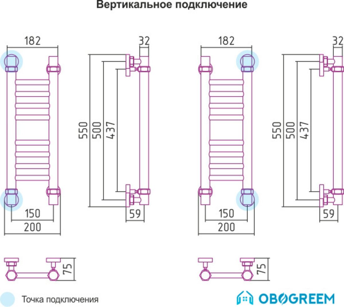 Полотенцесушитель Сунержа Богема 500x150 прямая