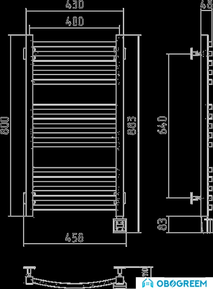Полотенцесушитель Сунержа Аркус 800x400