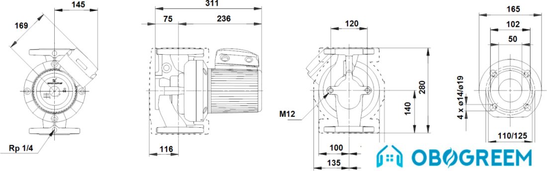 Насос Grundfos UPS 50-120 F