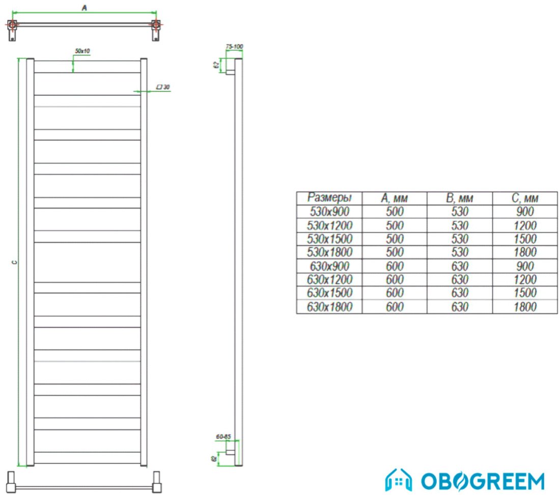 Полотенцесушитель Grota Brezza 150x53