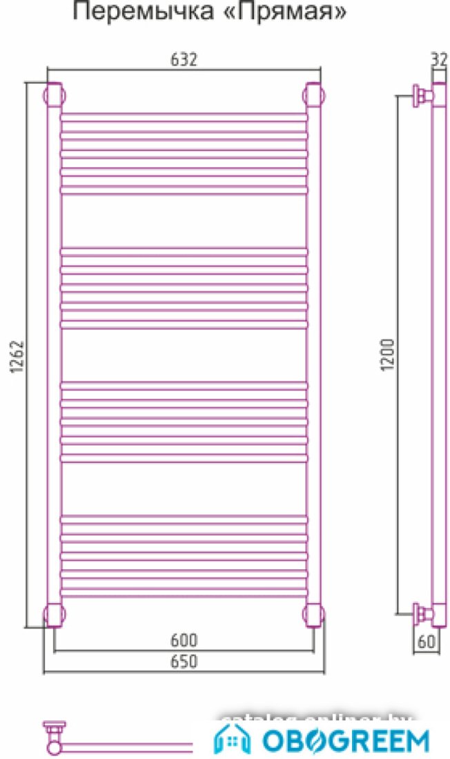Полотенцесушитель Сунержа Богема+ 1200x600 00-0220-1260