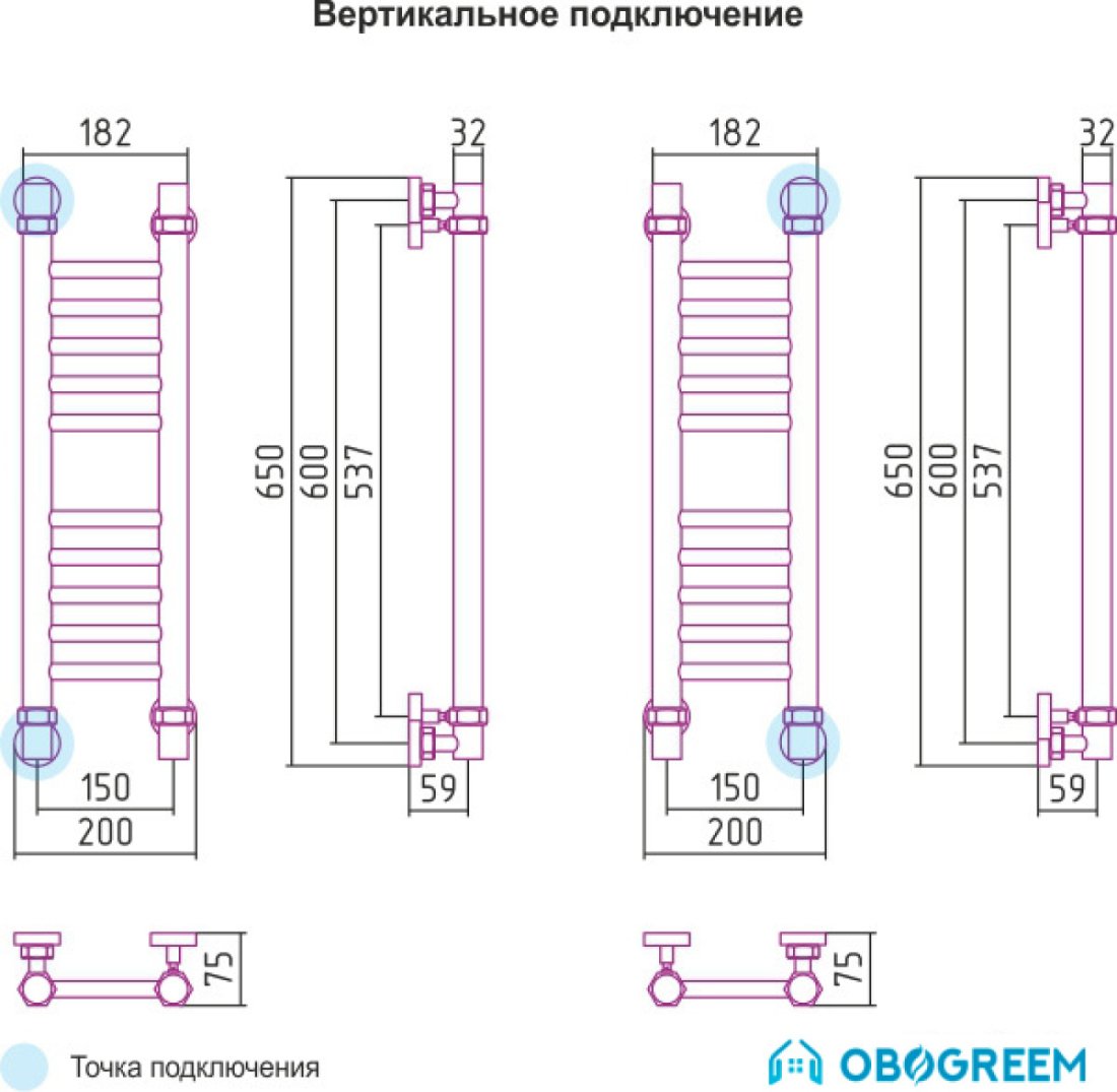 Полотенцесушитель Сунержа Богема 600x150 прямая