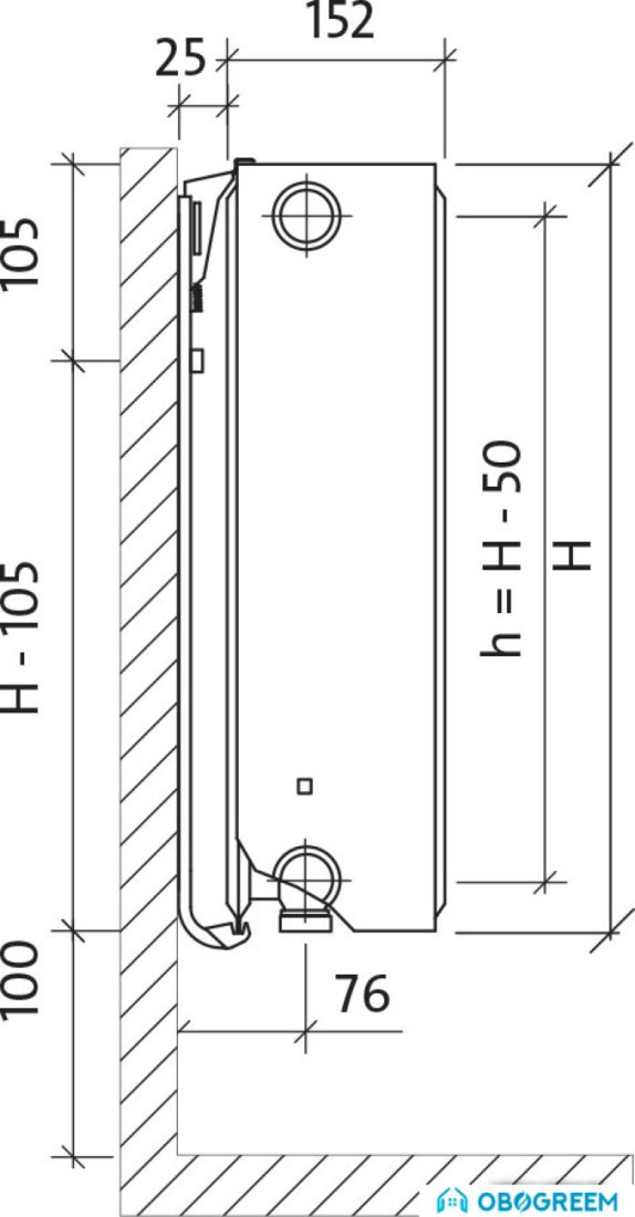 Стальной панельный радиатор Purmo Ventil Compact CV33 500x900