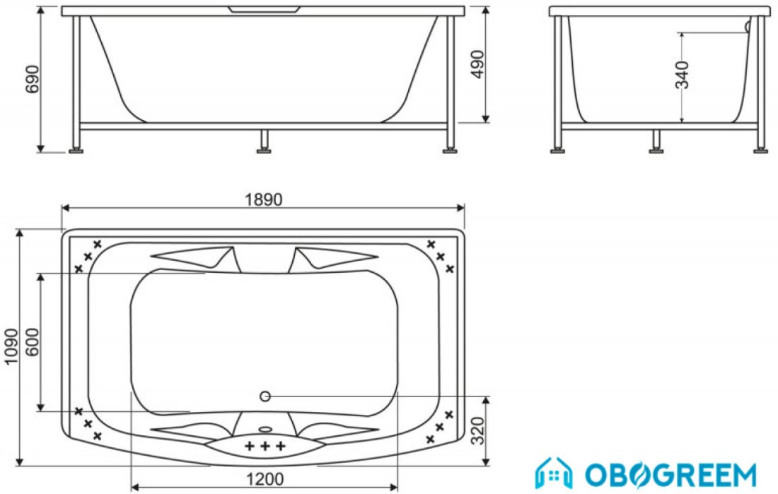 Ванна BelBagno BB105 189х109