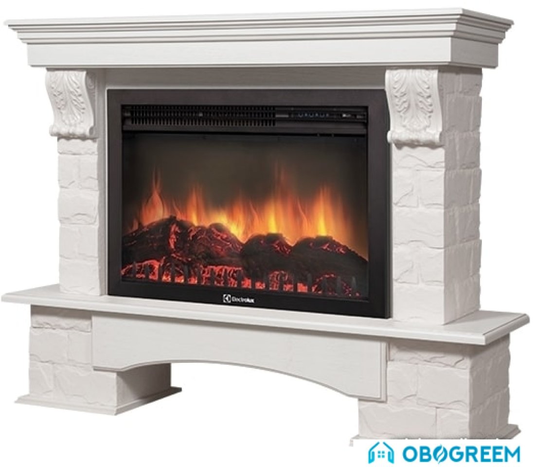 Портал Firelight Forte 30S (камень белый/шпон беленый дуб)