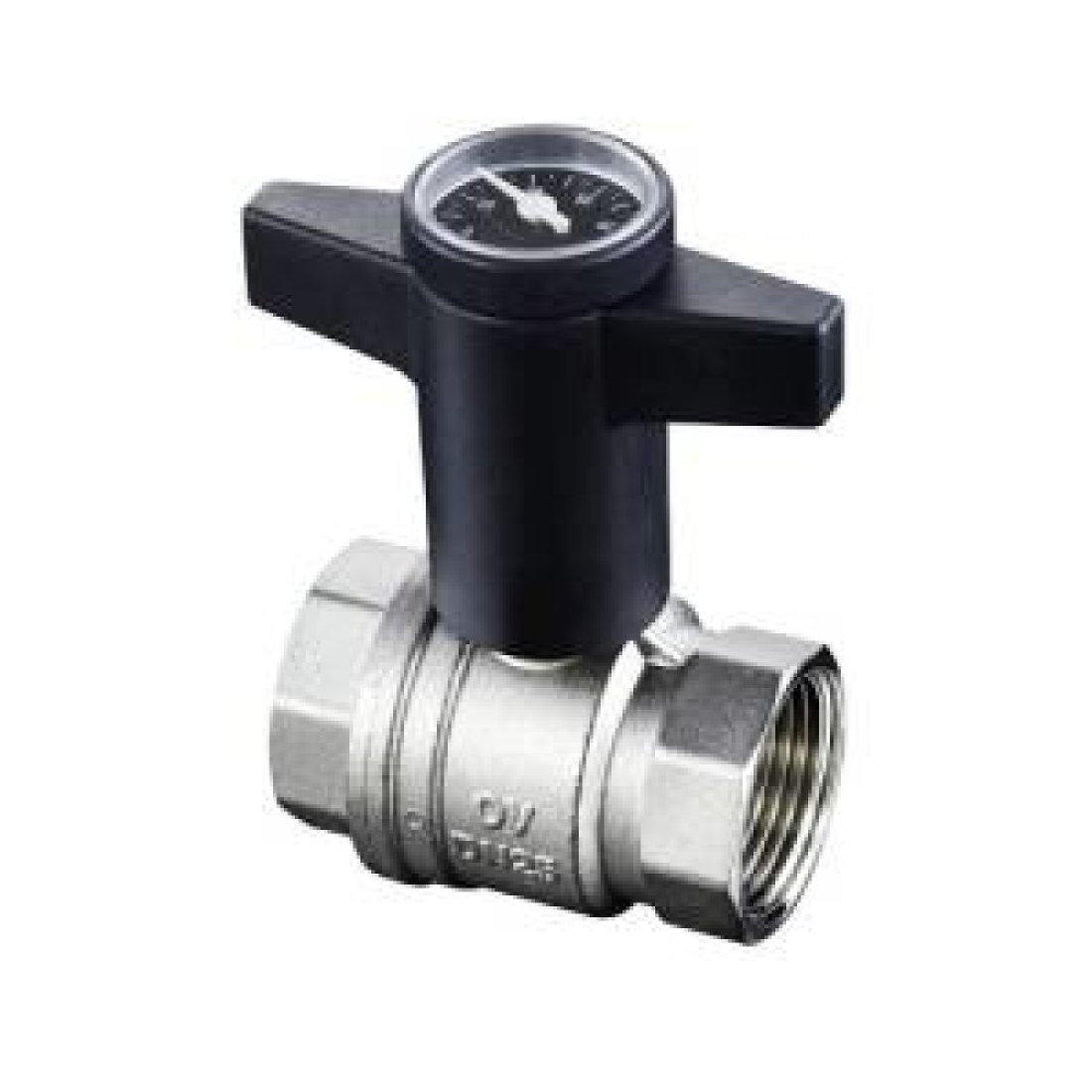 Кран шаровой полнопроходной Oventrop Optibal - 1/2" (ВР/ВР, PN16, Tmax 100°C, ручка с термометром)