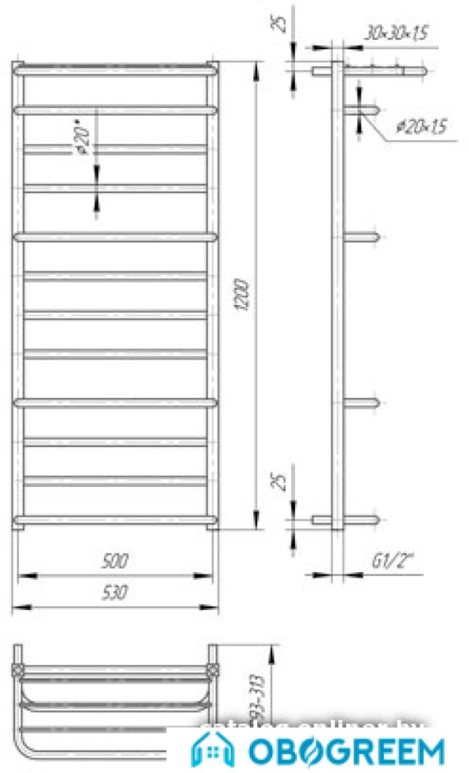 Полотенцесушитель Марио Люксор 120x53