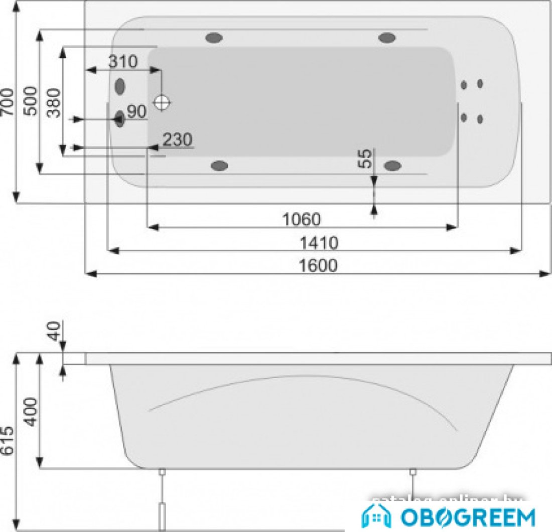 Ванна Poolspa Klio 160 x 70