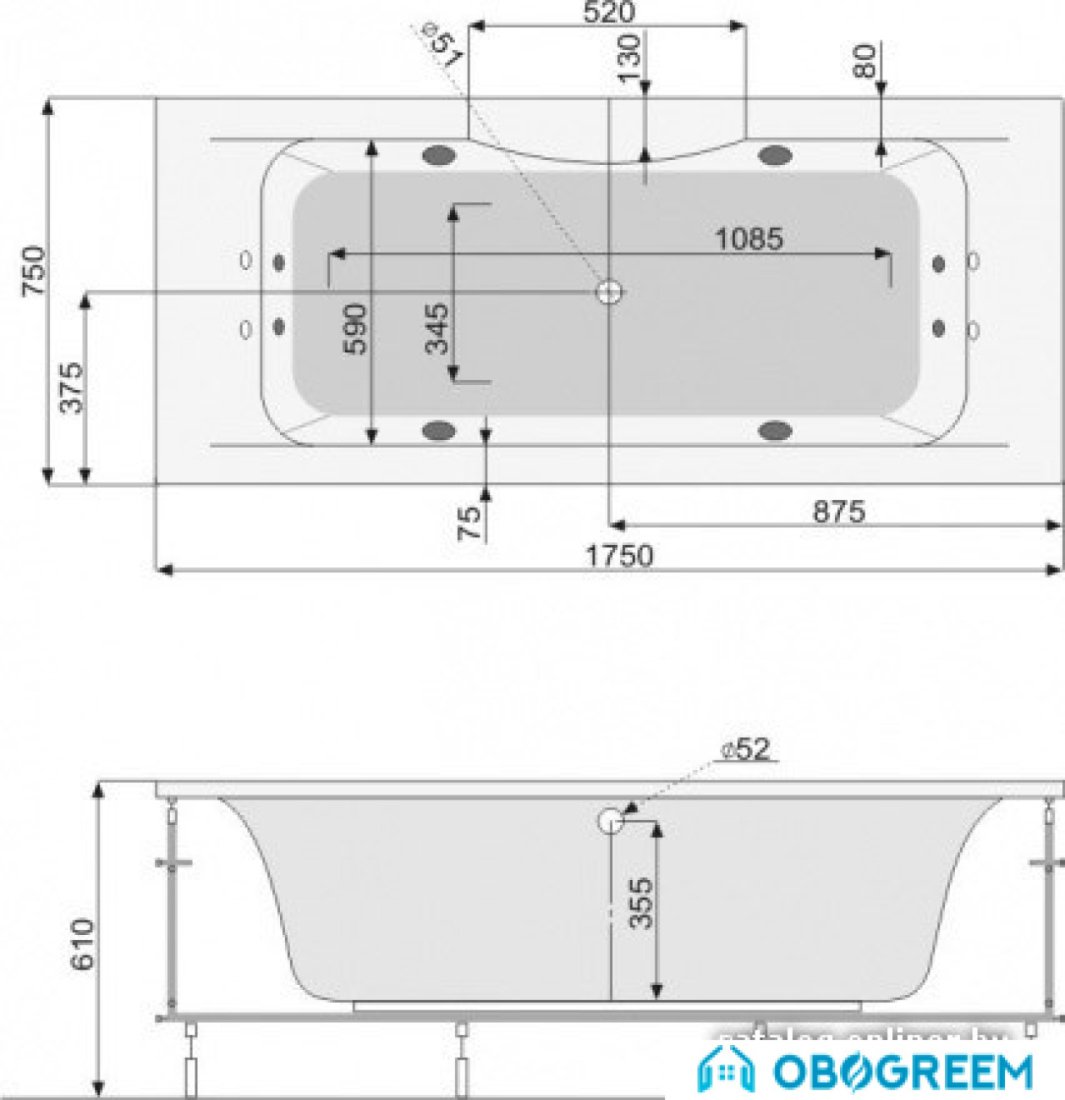 Ванна Poolspa Sidney 175 x 75