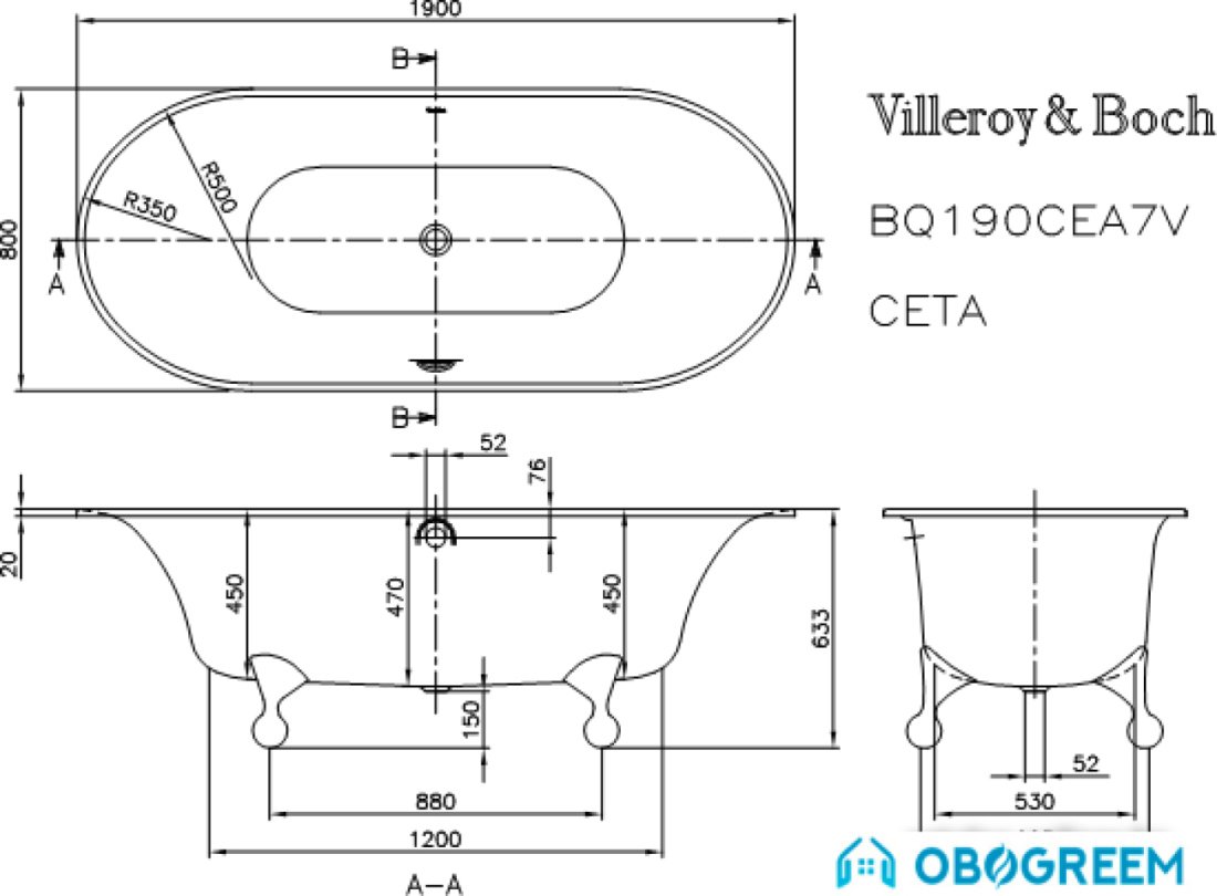 Ванна Villeroy & Boch Ceta 190x80