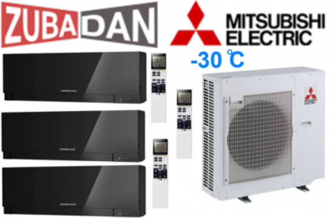 Тепловой насос Mitsubishi Electric MXZ-4E83VAHZ + 3 внутренних блока типа Design EF (25+25+25) (черный)